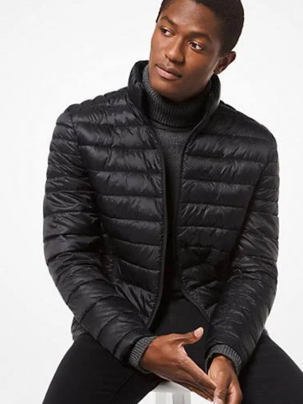 NWT Michael Kors Packable Down Fill Puffer Quited Men Jacket, Size L